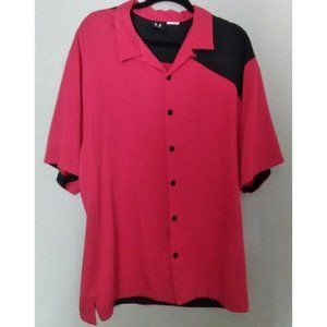 Vintage Hiltons Retro Bowling Shirt Classic Red and Black Button Up Mens XL
